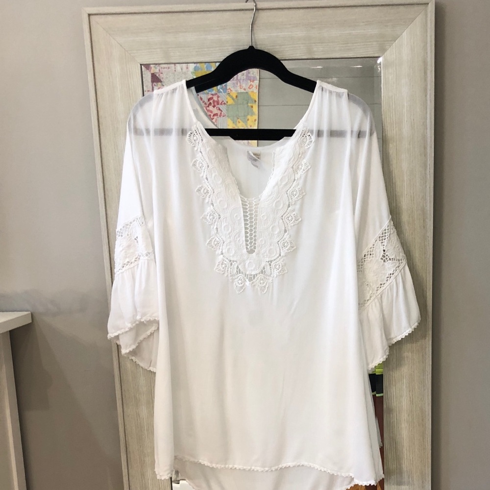 L SPACE white coverup-sz Med